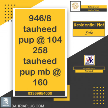 10 Marla Residential Plot for Sale in Sector F - Tauheed Block -  Bahria Town, Lahore - (BP-363672)