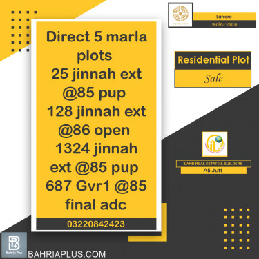 Residential Plot for Sale in Bahria Town, Lahore - (BP-363718)