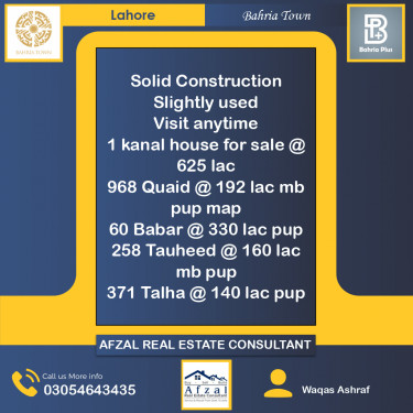 Residential Plot for Sale in Bahria Town, Lahore - (BP-363782)