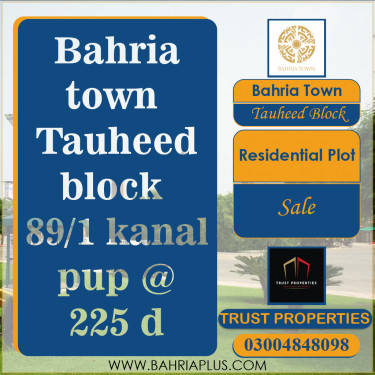 1 Kanal Residential Plot for Sale in Sector F - Tauheed Block -  Bahria Town, Lahore - (BP-363858)