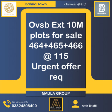 10 Marla Residential Plot for Sale in Overseas B Ext -  Bahria Town, Lahore - (BP-363924)