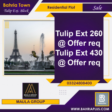 10 Marla Residential Plot for Sale in Sector C - Tulip Ext. Block -  Bahria Town, Lahore - (BP-363930)