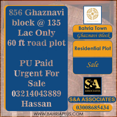 10 Marla Residential Plot for Sale in Sector F - Ghaznavi Block -  Bahria Town, Lahore - (BP-364005)