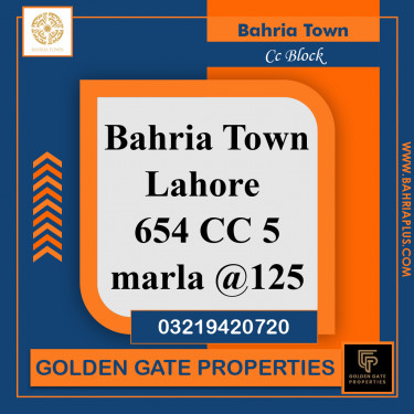 5 Marla Residential Plot for Sale in Sector D - CC Block -  Bahria Town, Lahore - (BP-364036)