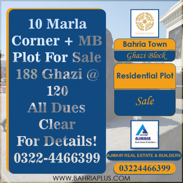 10 Marla Residential Plot for Sale in Sector F - Ghazi Block -  Bahria Town, Lahore - (BP-364426)