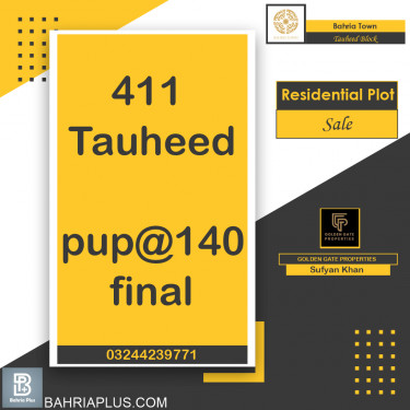 10 Marla Residential Plot for Sale in Sector F - Tauheed Block -  Bahria Town, Lahore - (BP-364464)