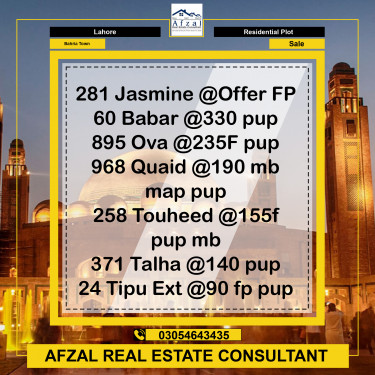 Residential Plot for Sale in Bahria Town, Lahore - (BP-364698)