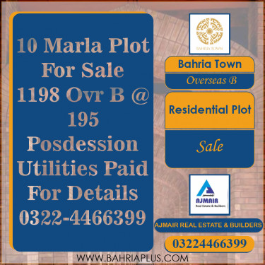 10 Marla Residential Plot for Sale in Overseas B -  Bahria Town, Lahore - (BP-364727)