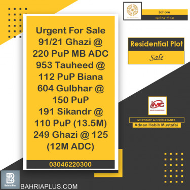 Residential Plot for Sale in Bahria Town, Lahore - (BP-364731)