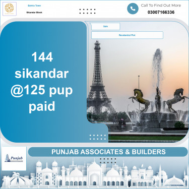 Residential Plot for Sale in Sector F - Sikander Block -  Bahria Town, Lahore - (BP-364812)