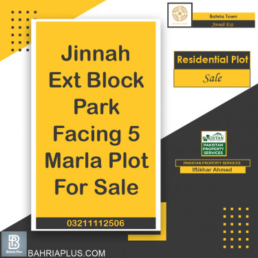 5 Marla Residential Plot for Sale in Sector E - Jinnah Ext. Block -  Bahria Town, Lahore - (BP-364973)