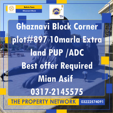 10 Marla Residential Plot for Sale in Sector F - Ghaznavi Block -  Bahria Town, Lahore - (BP-365038)
