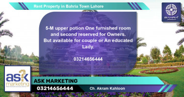 Residential Property for Rent in Bahria Town, Lahore - (BP-36526)
