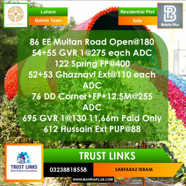 Residential Plot for Sale in Bahria Town, Lahore - (BP-365593)