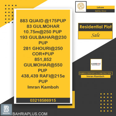 Residential Plot for Sale in Bahria Town, Lahore - (BP-365638)
