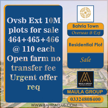 10 Marla Residential Plot for Sale in Overseas B Ext -  Bahria Town, Lahore - (BP-365878)