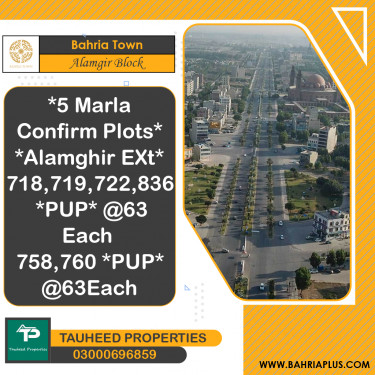 5 Marla Residential Plot for Sale in Sector F - Alamgir Block -  Bahria Town, Lahore - (BP-365905)