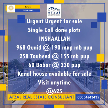 Residential Plot for Sale in Bahria Town, Lahore - (BP-365986)