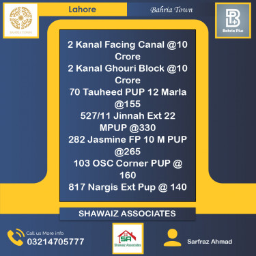 Residential Plot for Sale in Bahria Town, Lahore - (BP-366007)