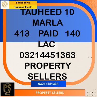 10 Marla Residential Plot for Sale in Sector F - Tauheed Block -  Bahria Town, Lahore - (BP-366157)