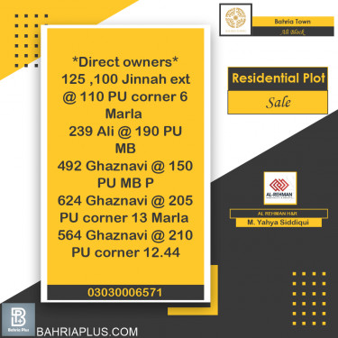 8 Marla Residential Plot for Sale in Sector B - Ali Block -  Bahria Town, Lahore - (BP-366183)