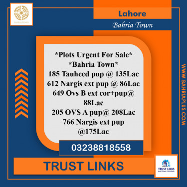 Residential Plot for Sale in Bahria Town, Lahore - (BP-366272)