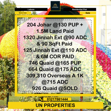 Residential Plot for Sale in Bahria Town, Lahore - (BP-366276)