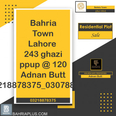 10 Marla Residential Plot for Sale in Sector F - Ghazi Block -  Bahria Town, Lahore - (BP-366402)