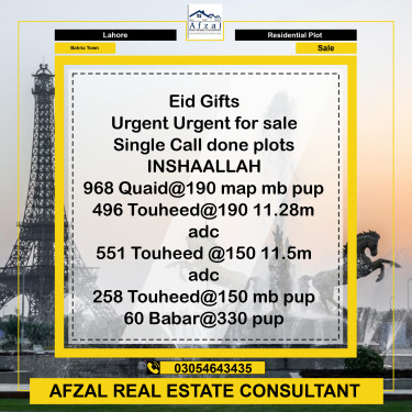 Residential Plot for Sale in Bahria Town, Lahore - (BP-366463)