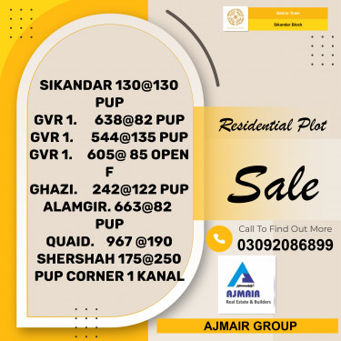 10 Marla Residential Plot for Sale in Sector F - Sikander Block -  Bahria Town, Lahore - (BP-366505)