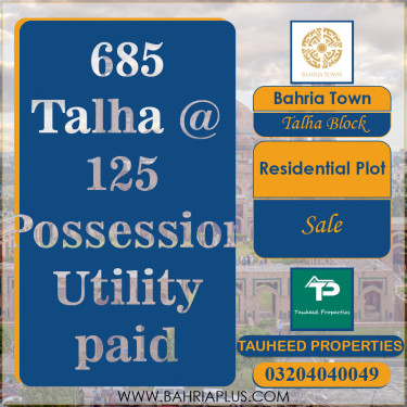 10 Marla Residential Plot for Sale in Sector F - Talha Block -  Bahria Town, Lahore - (BP-366581)