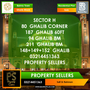 8 Marla Residential Plot for Sale in Sector H - Ghalib Block -  Bahria Town, Lahore - (BP-366586)