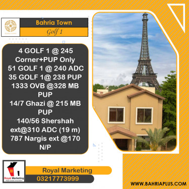 20 Marla Residential Plot for Sale in Golf Phase 1 -  Bahria Town, Lahore - (BP-366718)