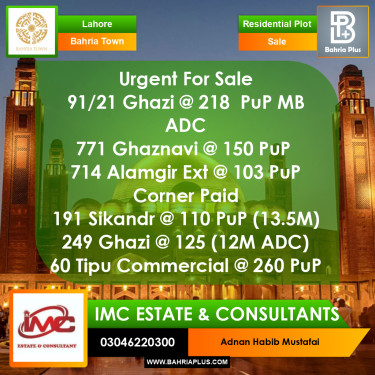 Residential Plot for Sale in Bahria Town, Lahore - (BP-366737)