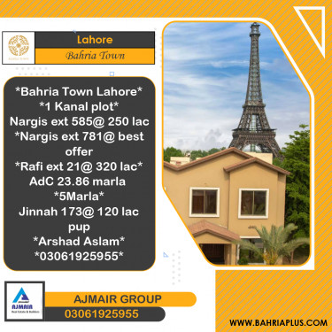 Residential Plot for Sale in Bahria Town, Lahore - (BP-366776)