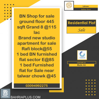 500 Sq. Ft. Residential Plot for Sale in Bahria Town, Lahore - (BP-366813)