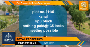 Residential Plot for Sale in Bahria Town, Lahore - (BP-36706)