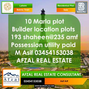 Residential Plot for Sale in Bahria Town, Lahore - (BP-367089)