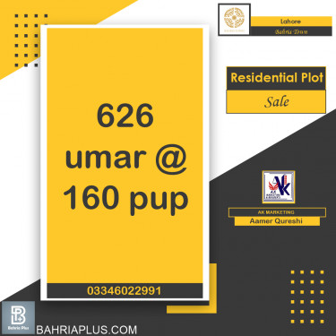 8 Marla Residential Plot for Sale in Bahria Town, Lahore - (BP-367120)