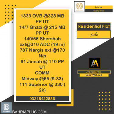 1 Kanal Residential Plot for Sale in Bahria Town, Lahore - (BP-367160)