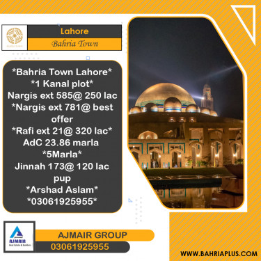 Residential Plot for Sale in Bahria Town, Lahore - (BP-367545)