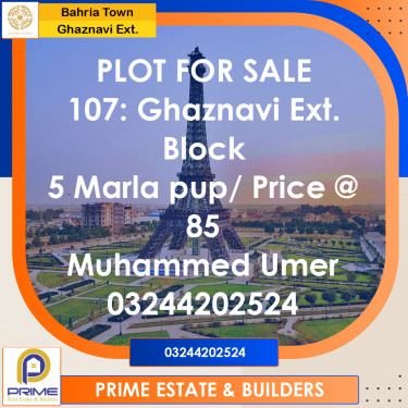 5 Marla Residential Plot for Sale in Sector F - Ghaznavi Ext. Block -  Bahria Town, Lahore - (BP-367620)