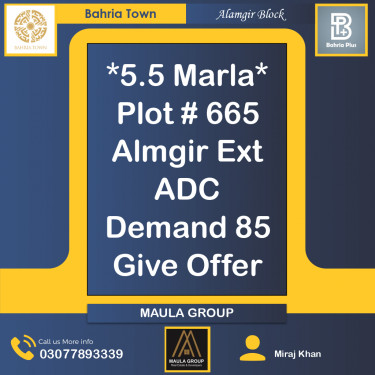 5 Marla Residential Plot for Sale in Sector F - Alamgir Block -  Bahria Town, Lahore - (BP-367717)