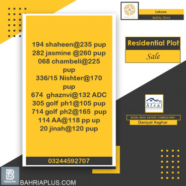10 Marla Residential Plot for Sale in Bahria Town, Lahore - (BP-367857)