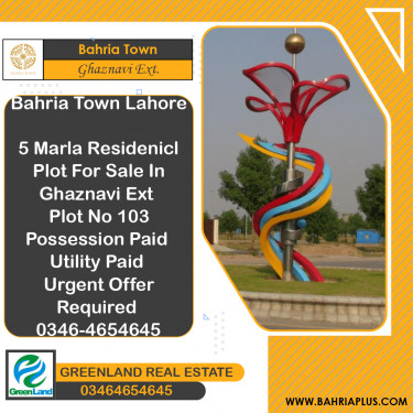 5 Marla Residential Plot for Sale in Sector F - Ghaznavi Ext. Block -  Bahria Town, Lahore - (BP-367969)