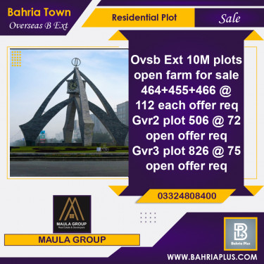 10 Marla Residential Plot for Sale in Overseas B Ext -  Bahria Town, Lahore - (BP-367978)