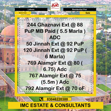 Residential Plot for Sale in Bahria Town, Lahore - (BP-368045)