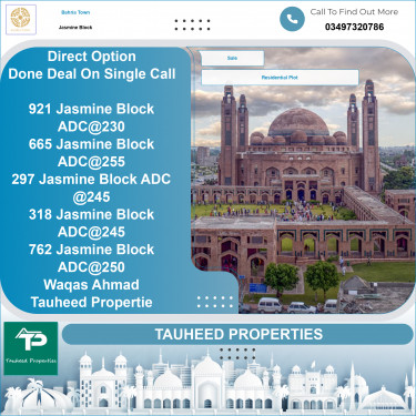 10 Marla Residential Plot for Sale in Sector C - Jasmine Block -  Bahria Town, Lahore - (BP-368402)