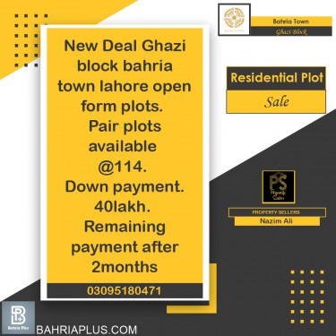 10 Marla Residential Plot for Sale in Sector F - Ghazi Block -  Bahria Town, Lahore - (BP-368503)