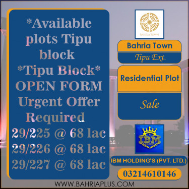 5 Marla Residential Plot for Sale in Sector F - Tipu Sultan Ext. -  Bahria Town, Lahore - (BP-369073)